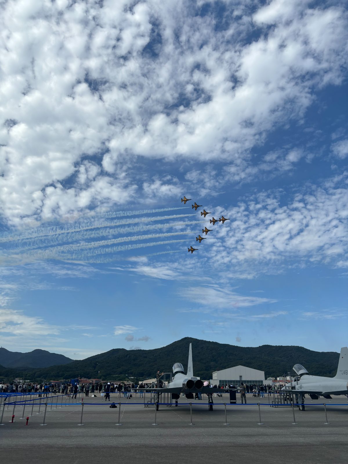 Black Eagles in formation over the flight line